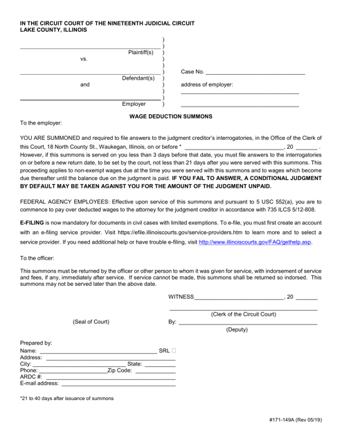 Form 171-149A  Printable Pdf