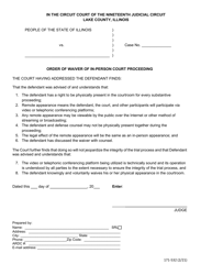 Form 171-532 Order of Waiver of in-Person Court Proceeding - Lake County, Illinois
