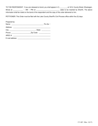 Form 171-357 Body Attachment Order - Lake County, Illinois, Page 2