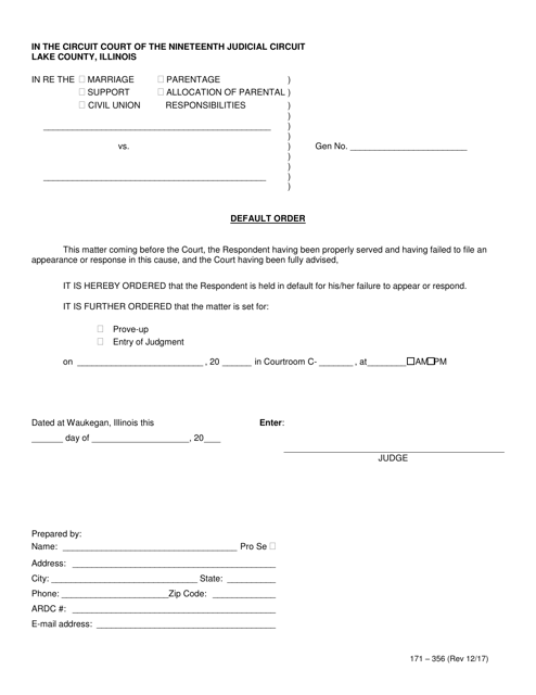 Form 171-356 Default Order - Lake County, Illinois