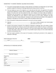 Form 171-213F (171-213G) Judgment for Simplified Dissolution of Marriage - Lake County, Illinois, Page 2