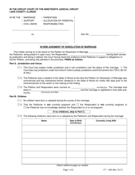 Document preview: Form 171-409 In Rem Judgment of Dissolution of Marriage - Lake County, Illinois