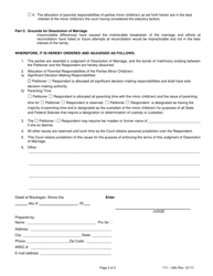 Form 171-409 In Rem Judgment of Dissolution of Marriage - Lake County, Illinois, Page 2