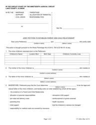 Document preview: Form 171-234C Joint Petition to Establish Parent and Child Relationship - Lake County, Illinois
