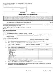 Form 171-412 Order for Visitation/Parenting Time - Lake County, Illinois