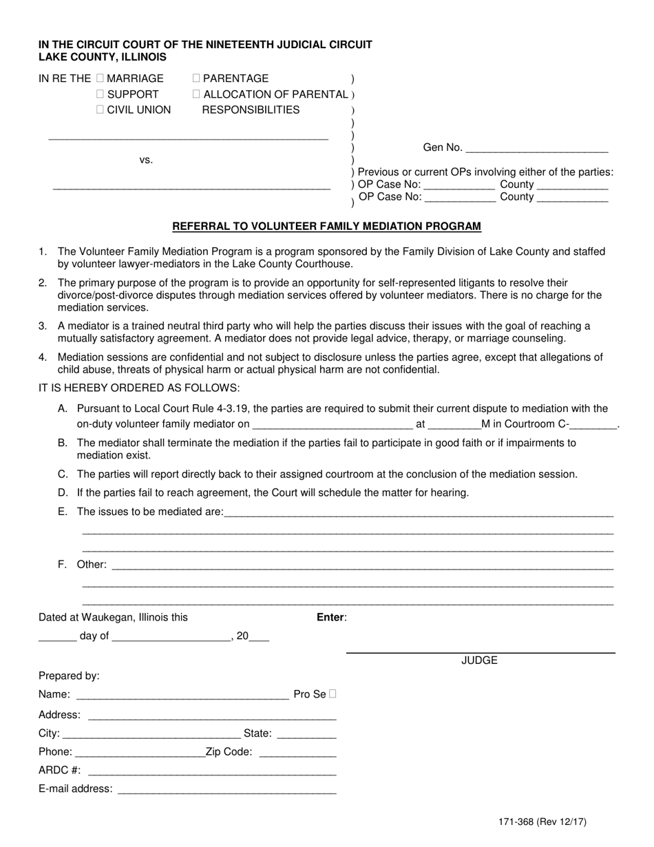 Form 171-368 - Fill Out, Sign Online and Download Fillable PDF, Lake ...