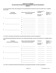 Form 171P-26A Affidavit of Heirship No Surviving Spouse/Civil Union Partner and/or Descendants - Lake County, Illinois, Page 3