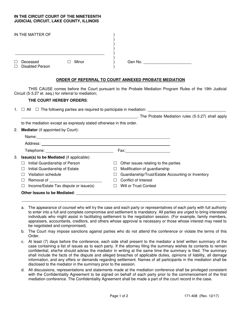 Form 171-408 - Fill Out, Sign Online and Download Fillable PDF, Lake ...