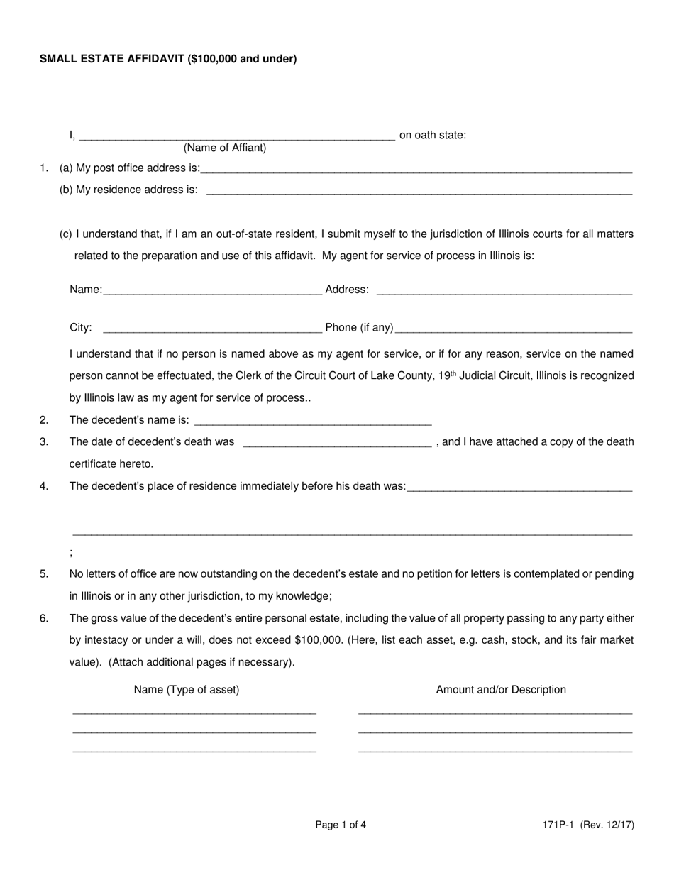 Form 171P-1 - Fill Out, Sign Online and Download Fillable PDF, Lake ...