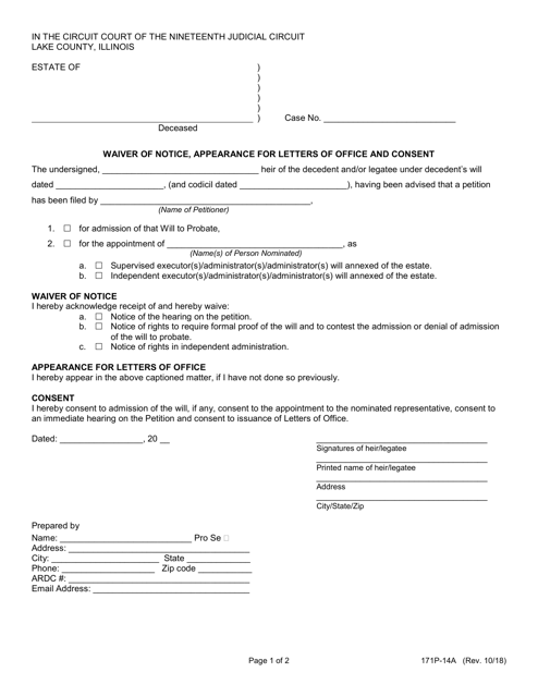 Form 171P-14A  Printable Pdf