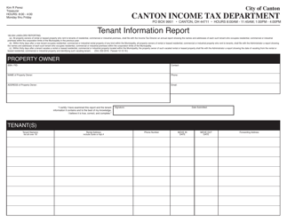 Document preview: Tenant Information Report - City of Canton, Ohio