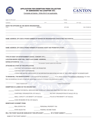 Application for Exemption From Collection of Admissions Tax (Chapter 187) - City of Canton, Ohio
