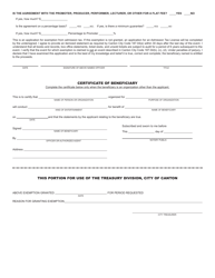 Application for Exemption From Collection of Admissions Tax (Chapter 187) - City of Canton, Ohio, Page 2