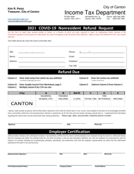 Covid-19 Nonresident Refund Request - City of Canton, Ohio, 2021