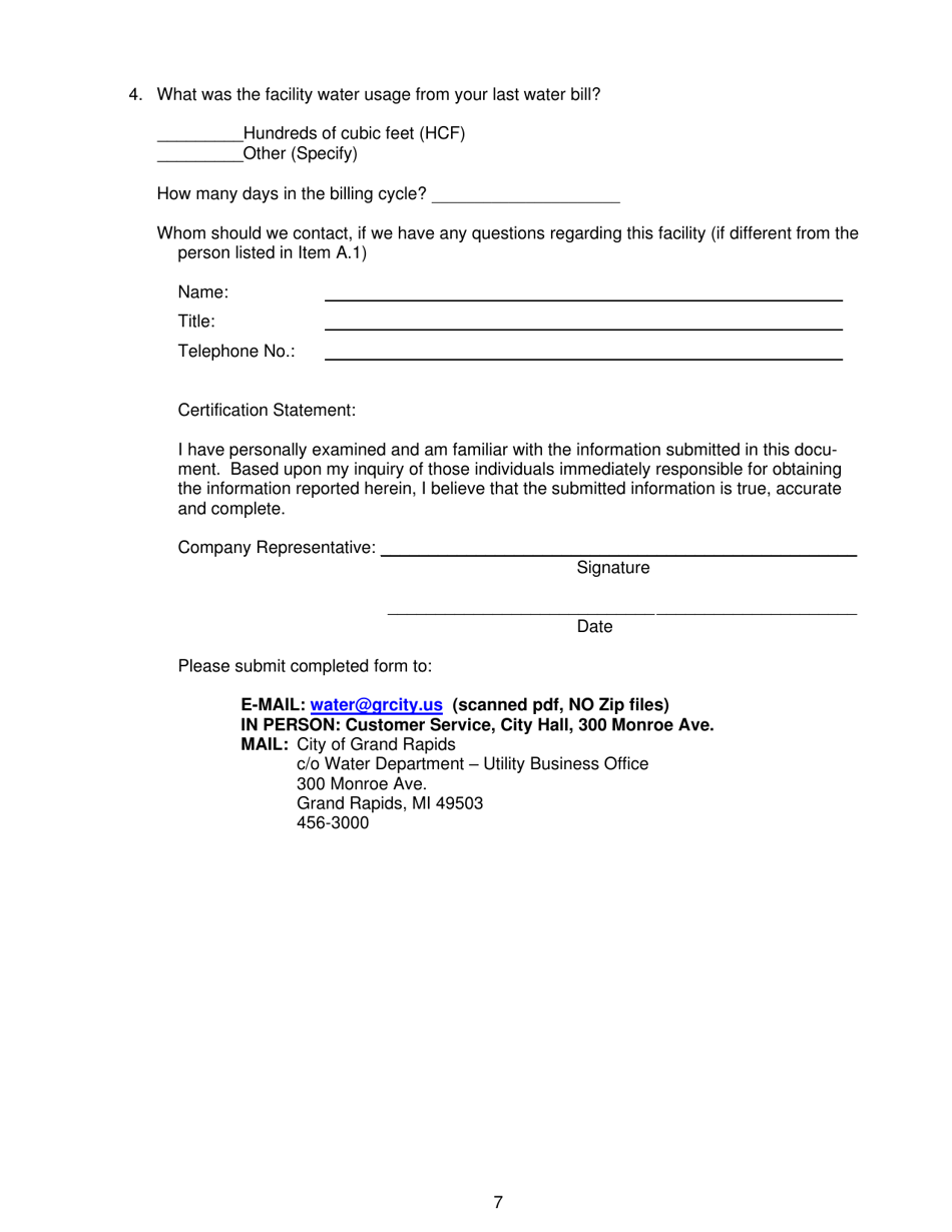 Non-domestic User Survey - City of Grand Rapids, Michigan, Page 7