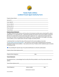 Document preview: Landlord Tenant Agent Authority Form - City of Toledo, Ohio
