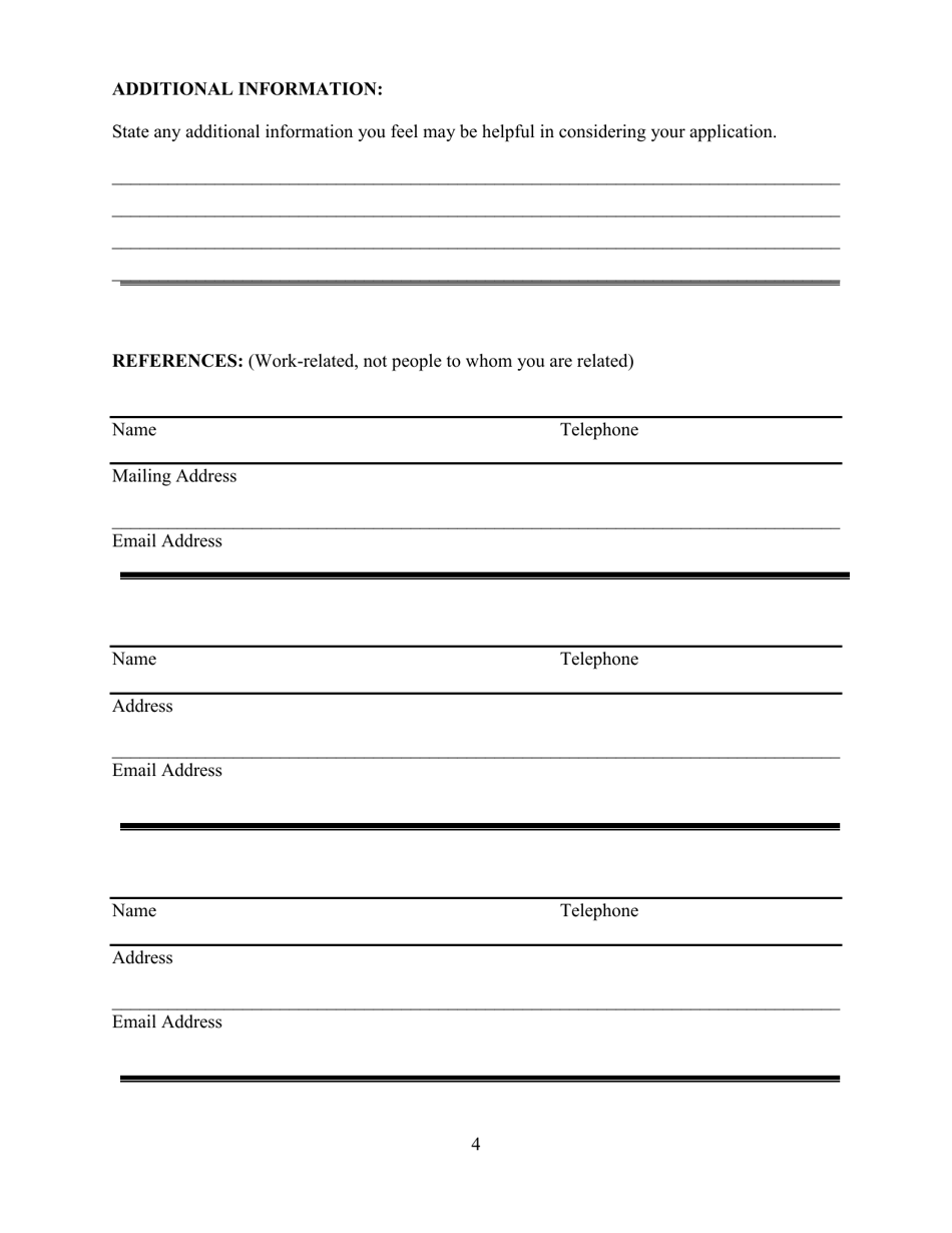 Application for Employment - City of Ionia, Michigan, Page 4