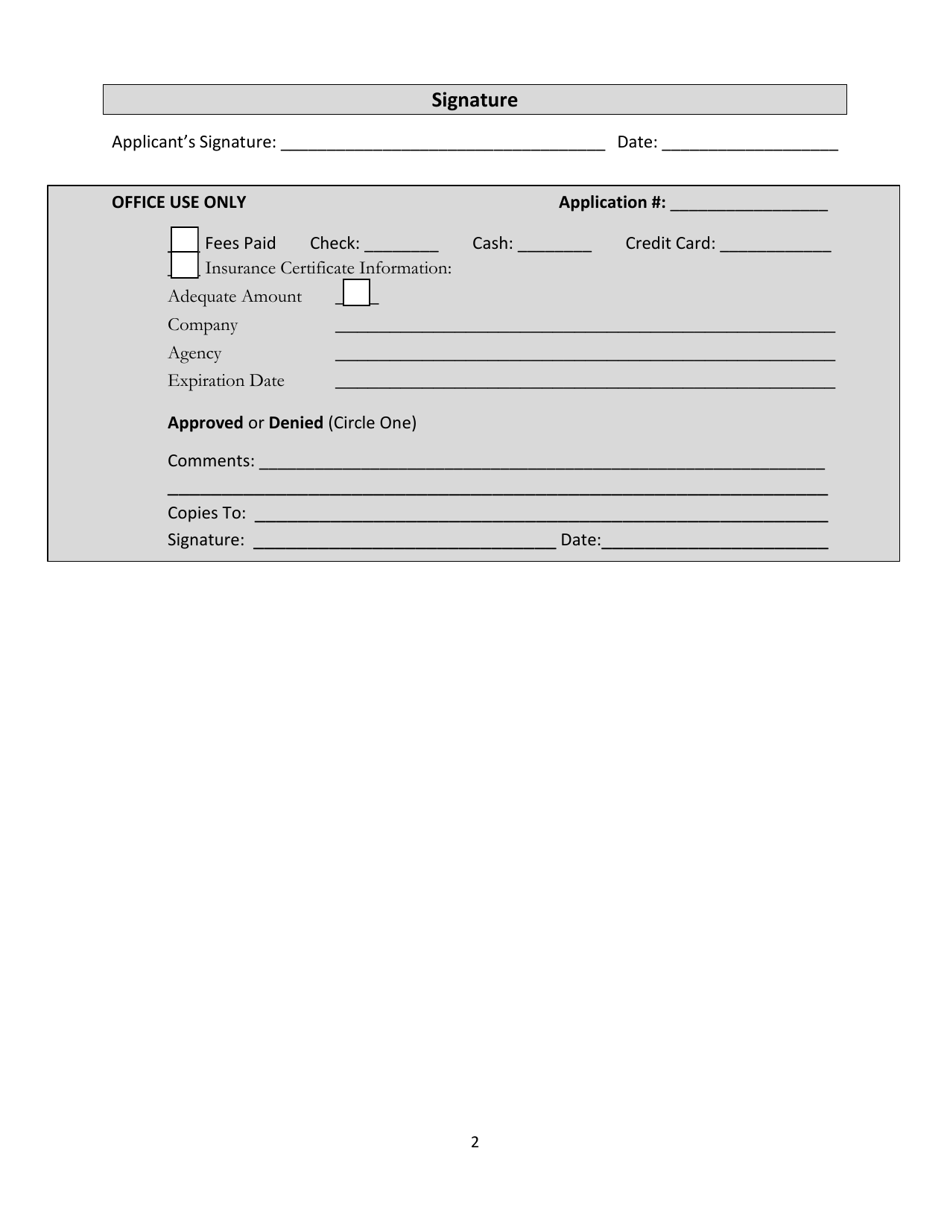 Right-Of-Way (Row) Permit Application - City of Ionia, Michigan, Page 2