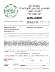 Document preview: Armory Community Center Rental Contract - City of Ionia, Michigan