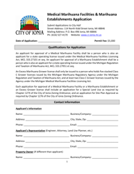 Document preview: Medical Marihuana Facilities & Marihuana Establishments Application - City of Ionia, Michigan