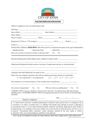 Document preview: Election Inspector Application - City of Ionia, Michigan