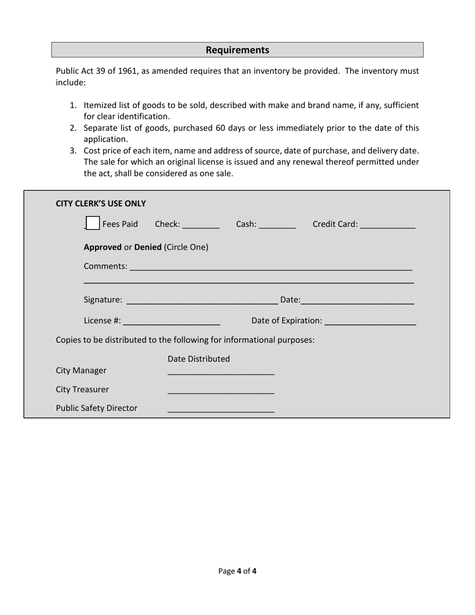 Going out of Business Sale Application - City of Ionia, Michigan, Page 4