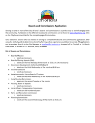 Document preview: Boards and Commissions Application - City of Ionia, Michigan