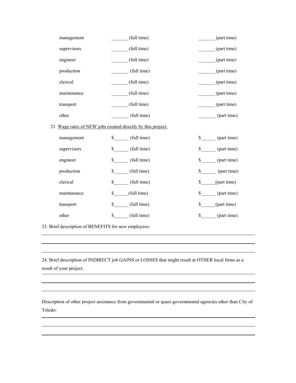Enterprise Zone Tax Abatement Application - City of Toledo, Ohio, Page 4