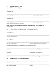 Enterprise Development Loan (Edl) Application Form - City of Toledo, Ohio, Page 2