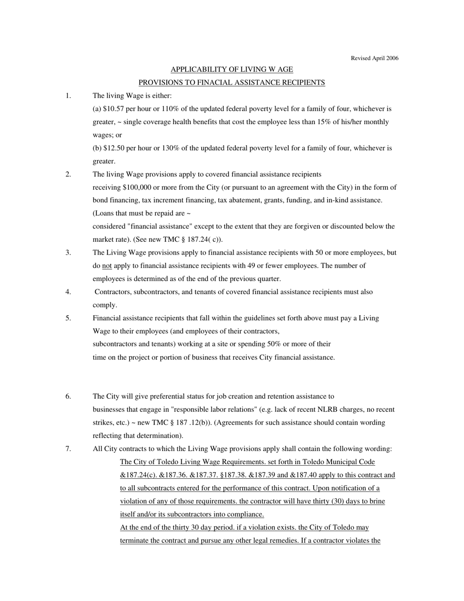 Municipal Job Creation Tax Credit Application - City of Toledo, Ohio, Page 6