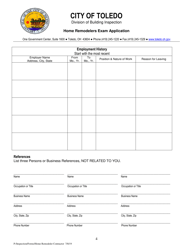 Home Remodelers Exam Application - City of Toledo, Ohio, Page 4