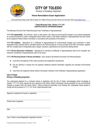 Home Remodelers Exam Application - City of Toledo, Ohio, Page 5