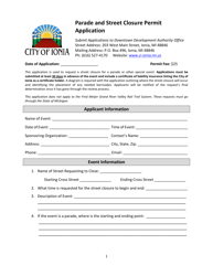 Document preview: Parade and Street Closure Permit Application - City of Ionia, Michigan