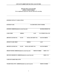 Revolving Loan Funds Application Forms - City of Warren, Ohio, Page 3