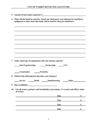 Revolving Loan Funds Application Forms - City of Warren, Ohio, Page 5