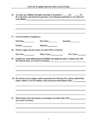 Revolving Loan Funds Application Forms - City of Warren, Ohio, Page 7