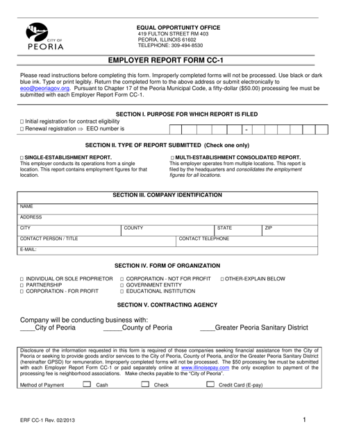 Form CC-1 Employer Report Form - City of Peoria, Illinois