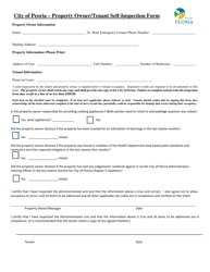 Document preview: Property Owner/Tenant Self-inspection Form - City of Peoria, Illinois