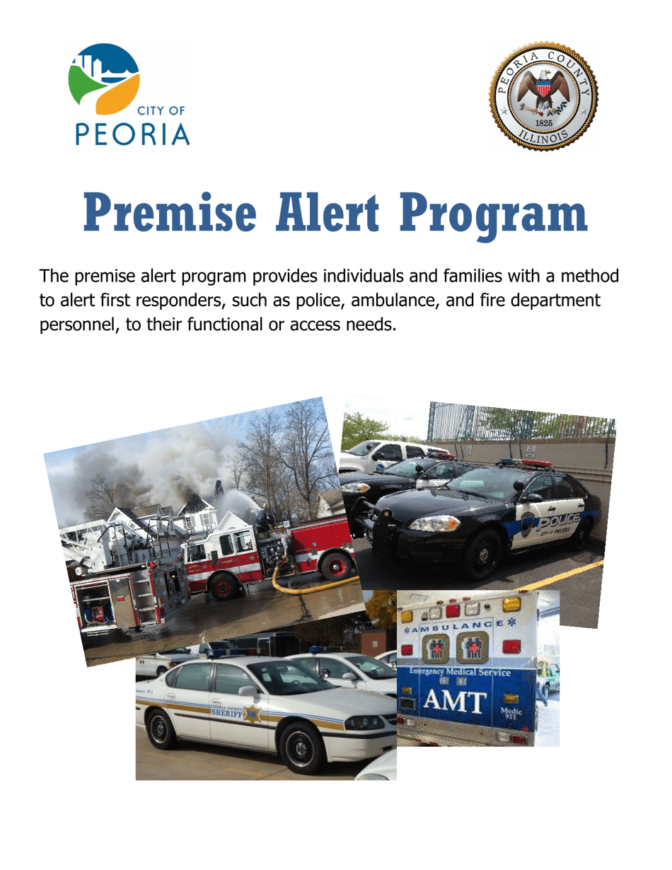 Premise Alert Program Enrollment Form - Peoria County, Illinois, Page 1