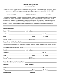 Premise Alert Program Enrollment Form - Peoria County, Illinois, Page 2
