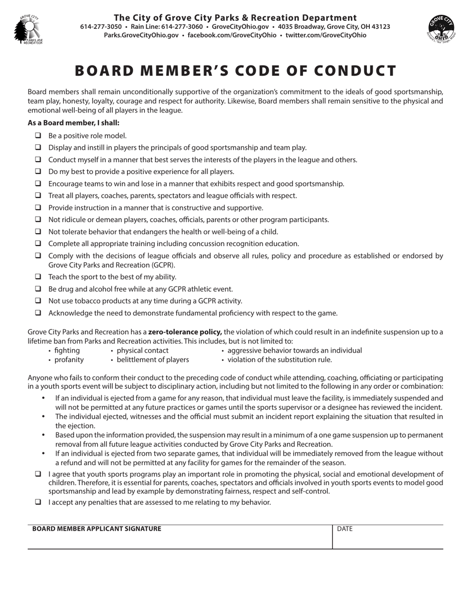 Little League Baseball Board Application - Grove City, Ohio, Page 2