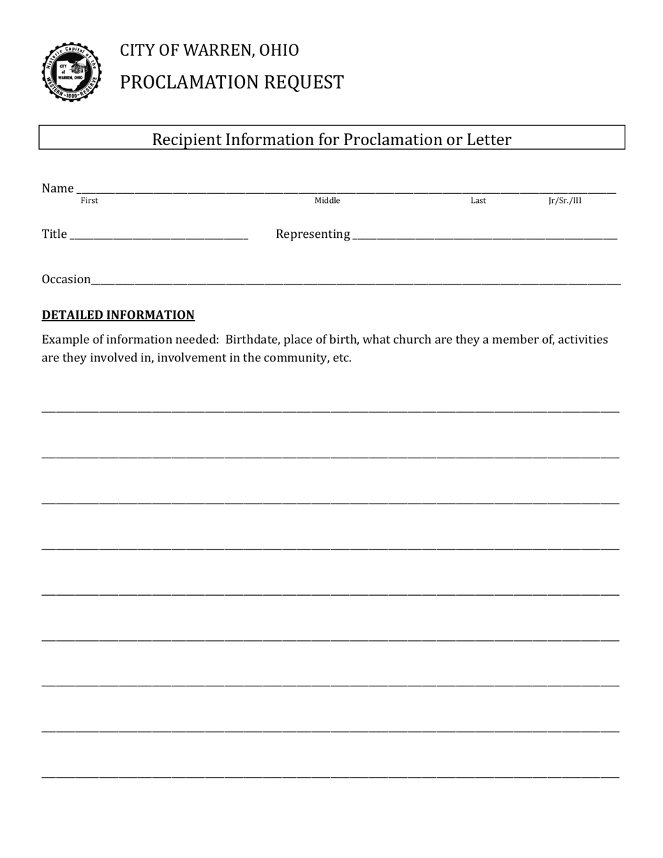 Proclamation Request - City of Warren, Ohio, Page 2
