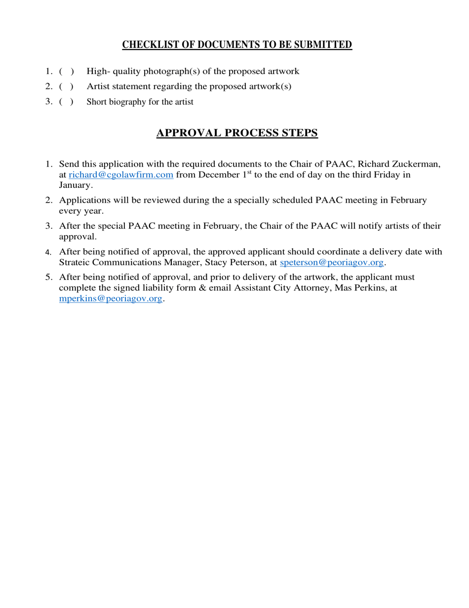 Application - Loaned Artwork for Mayors Suite - City of Peoria, Illinois, Page 4