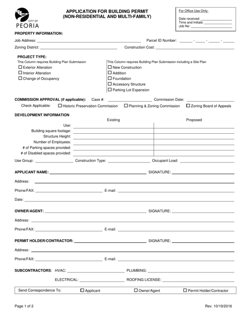 Application for Building Permit (Non-residential and Multi-Family) - City of Peoria, Illinois