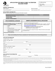 Document preview: Application for Single-Family Alteration Building Permit - City of Peoria, Illinois