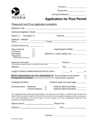Document preview: Application for Pool Permit - City of Peoria, Illinois