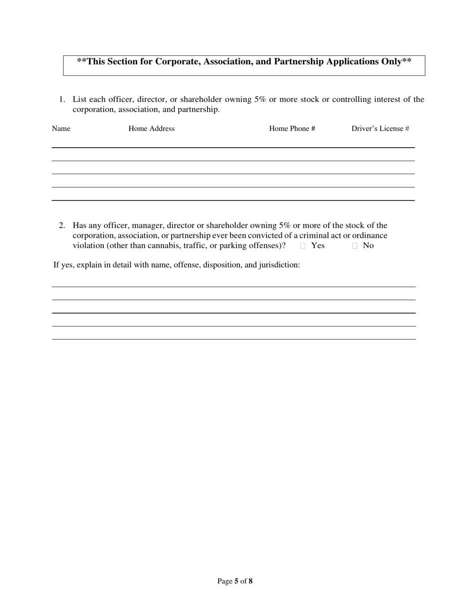 Cannabis Business License Application - City of Peoria, Illinois, Page 5