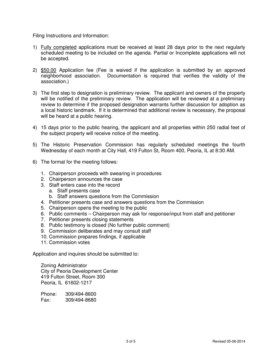 Local Historic Landmark / District Application - City of Peoria, Illinois, Page 5