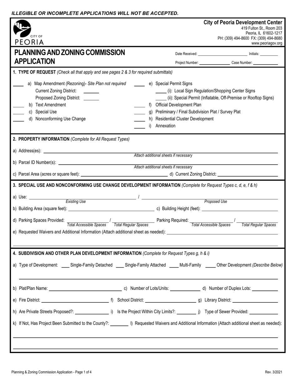 City of Peoria, Illinois Planning and Zoning Commission Application