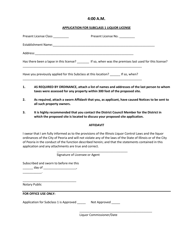 Application for Subclass 1 Liquor License - 4am - City of Peoria, Illinois